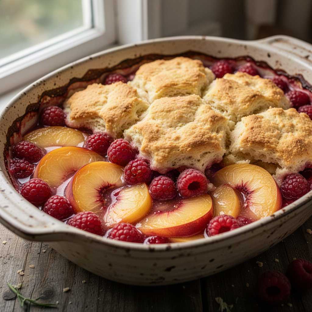 Peach Raspberry Cobbler