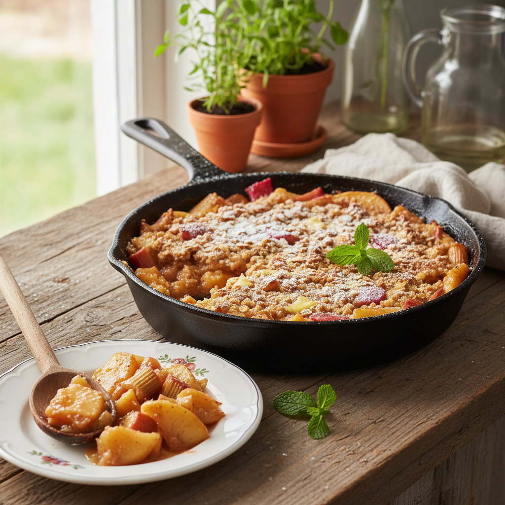 Warm Apple Rhubarb Skillet