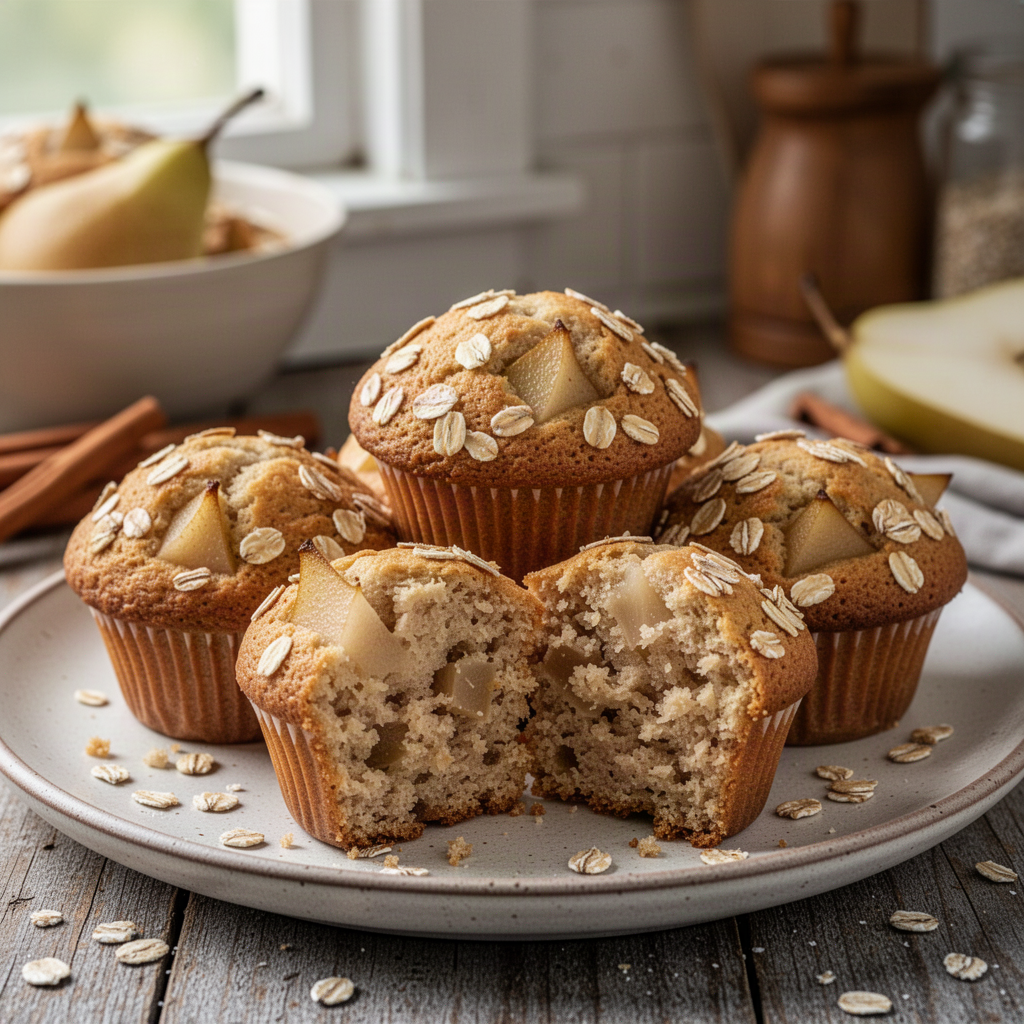 Pear Cinnamon Oat Muffins