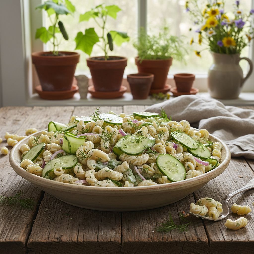 Creamy Cucumber Pasta Salad